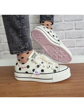 ❤️Chuck Taylor All Star Lift Platform Polka Dots 11 Women Shoes Sneaker A10689C